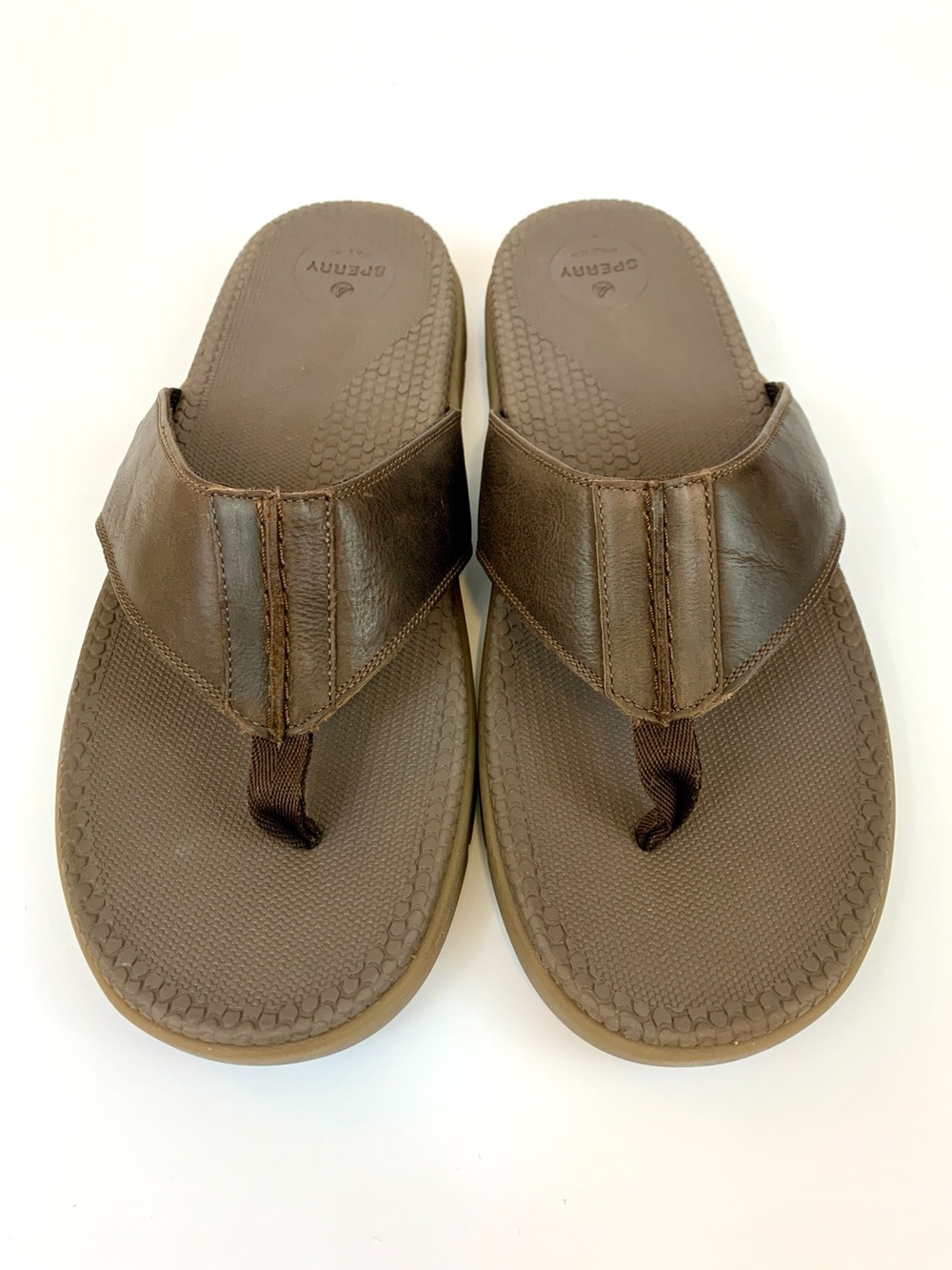 Sperry Santa Cruz II Men's Dark Brown Leather Thong Sandals - Picture 2 of 8
